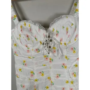 For Love & Lemons CELIA SHIRRED FLORAL EMBROIDERED LACE OPEN-BACK MINI DRESS XS‎ thumbnail 4