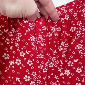Reformation Red Puff Sleeve Mini Dress Bustier‎ Ditsy Floral Milkmaid Party Date thumbnail 4