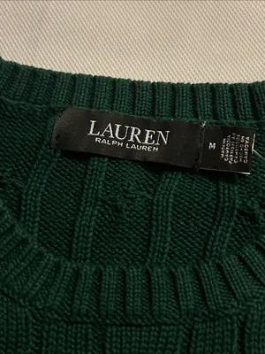 Luaren Ralph Lauren Button-Trim Cable-Knit Cotton Sweater thumbnail 3