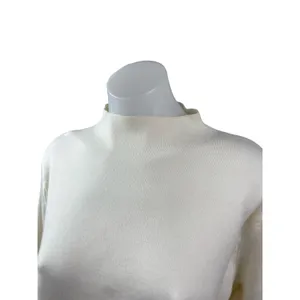 MNG Mango Women's Cream Ivory Long Sleeve Mock Neck Knit Sweater Top Size L thumbnail 2