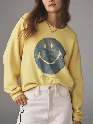 Mother The Drop Square Sweatshirt Yellow Smiley thumbnail 1