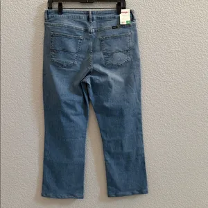 Wrangler High Rise Bootcut Cropped Jeans Blue Denim Size 12 thumbnail 4