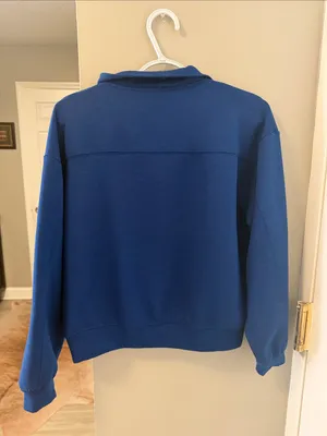 Zenana Basic So Be it Long Sleeve Quarter Zip Pullover Sweatshirt in blue S thumbnail 3