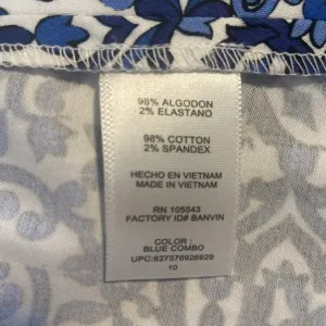 Milly Blue White Cotton Floral Sleeveless‎ V-Neck Shift Dress Sz 10 Fit & Flare thumbnail 12