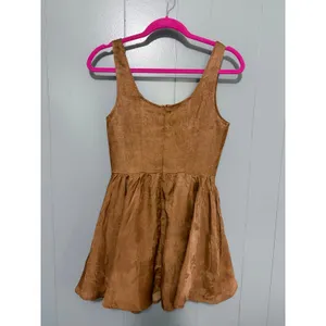 NEW 12th Tribe Brown Kit Mocha Floral Boho Satin Sleeveless Micro Mini Dress S thumbnail 8