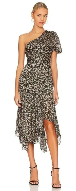 NWT ASTR Santorini Black One Shoulder Dress Size XS thumbnail 1
