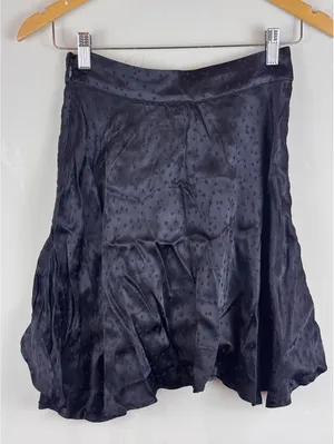 Free People Starstruck Black Satin Jacquard Star Ruffle Wrap Mini Skirt NWT 0 thumbnail 8