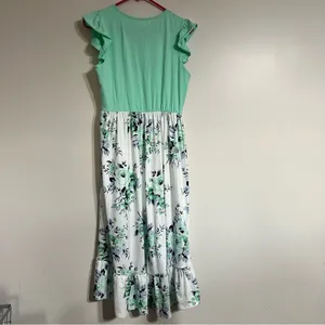 NWT Womens PatPat Ruffle Sleeve Hi-Lo Floral Print Teal White Dress‎ Size Medium thumbnail 5