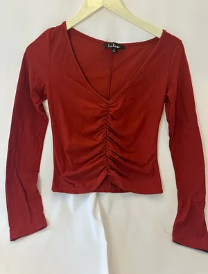 Lulus Long Sleeve Ruched Crop Top Women’s Size Small thumbnail 1