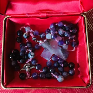 Handmade Natural Amethyst stone Cross necklace 💖 thumbnail 4