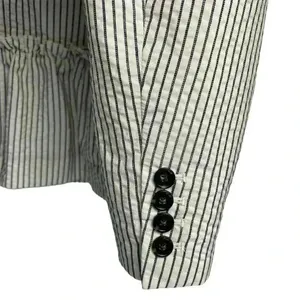 Ann‎ Taylor Loft Women's Blazer Jacket Ivory/White and Black Stripes Size 8 thumbnail 12