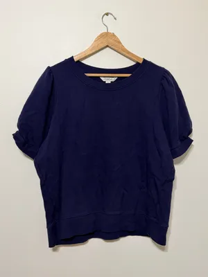 Anthropologie Maeve Puff-Sleeve Sweatshirt Tee in Navy Size XL Top thumbnail 2
