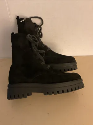 275 Central women black suede leather combat heel boots US 9 thumbnail 11