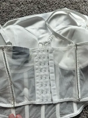 Windsor White Satin Bustier Crop Tank thumbnail 4
