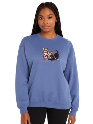 Vintage Cat Sweatshirt by Morning Sun Size Large, Embroidered Holiday Kittens thumbnail 1