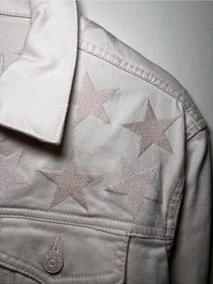 LuLaRoe Pale Pink Star-Detail Denim Jacket thumbnail 3