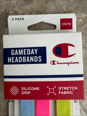 Champion Gameday Headbands 3-Pack Blue, Pink, Lime Green thumbnail 3