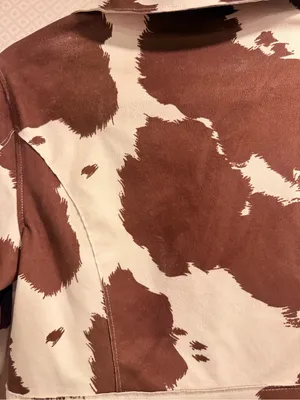 Hutch Brown & White Cow Print Vegan Suede Leather Moto Jacket Size XS thumbnail 10