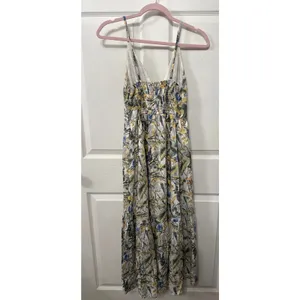 Abercrombie & Fitch Plunge Linen Blend Maxi Dress in Tropical Print, XS thumbnail 11