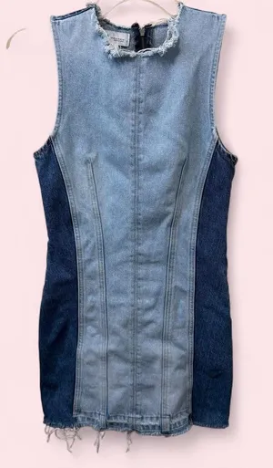 Zara TRF Patchwork Denim Short Dress Blue XS thumbnail 1