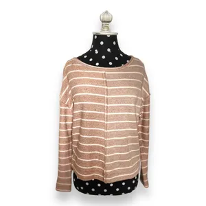 Anthropologie Womens Sweatshirt‎ Size XS Devin Textured Striped Tan Cream thumbnail 5