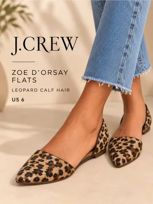 J.Crew Zoe Leopard Calf Hair d’Orsay Flats Size 6 thumbnail 2