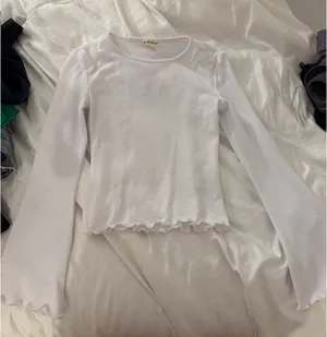 Frilled White Top with Flare Sleeves thumbnail 1