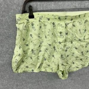 Victorias Secret Pink Women Sleep Shorts Green Silky Tennis Dogs Size Large thumbnail 3