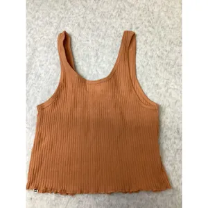 Billabong Womens Ribbed Notch Neck Lettuce Hem Tank Top Orange Large thumbnail 4