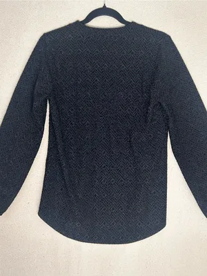 Anne Klein Black Textured Long-Sleeve Blouse Size Small. Beautiful fabric. thumbnail 7