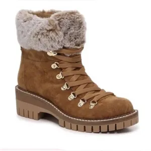 JLO Whiskey Avena Brown Suede Fur-Lined Ankle Combat Boots 8M NIB thumbnail 4