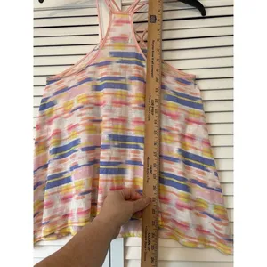 American Eagle Multi Color Abstract Stripe Strappy Racerback Tank Top Pink Blu M thumbnail 5