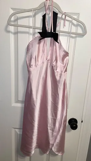 By Anthropologie Satin Bow Halter Mini Dress thumbnail 1