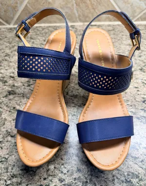Tommy Hilfiger Navy Blue Cork Wedge Sandals Women’s Size 7.5 thumbnail 1