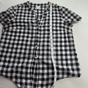 J.Crew Womens Black White‎ Gingham Tie Front Short Sleeve Button Up Shirt Small thumbnail 9