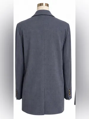 Maeve Anthropologie Double Breasted Oversized Blazer Size 0 Blue Gray thumbnail 3