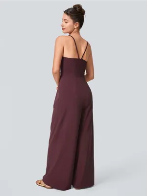 Halara Breezeful Backless Wide Leg Jumpsuit Amaranth Purple Red Large thumbnail 3