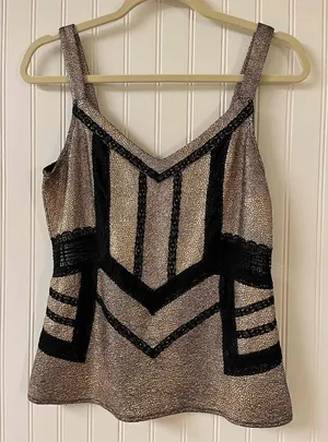 BKE Boutique tank top gold w/ black trim Small thumbnail 1