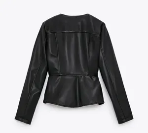 ZARA NWT Faux Leather Double Zippered Black Jacket thumbnail 9