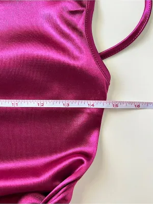 NWT ZAFUL Fuchsia Satin Cowl Neck Mini Dress Tie Waist Size 2 thumbnail 7