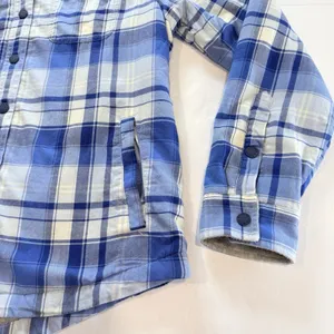 LL Bean Blue Plaid Fleece Lined Flannel Snap Shirt Jacket Shacket SMALL thumbnail 4