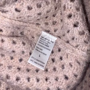 Democracy Womens Large Floral Embroidered Pointelle Knit Sweater Beige thumbnail 4
