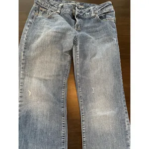American Eagle Outfitters Boyfriend Jeans Blue Denim Stretch Distressed Women's thumbnail 9