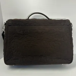 Vera Bradley Brown Quilted Briefcase Messenger Laptop Bag Floral‎ Lining thumbnail 3