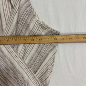 Indigo Rein Linen Dress Womens S Beige Striped Button‎ Skirt Coastal Boho Casual thumbnail 5