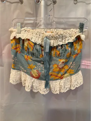 Free People Floral Lace Trim Strapless Tube Top Size Small thumbnail 2