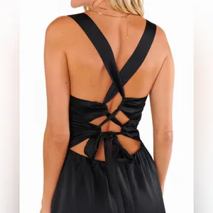 Show Me Your MuMu Mina Midi Dress Black Luxe Satin Women’s Sz S thumbnail 5