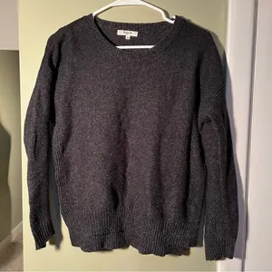 Madewell Women's Size Small Suede Stripe Texture Sweater‎ Dark Gray Crewneck thumbnail 2