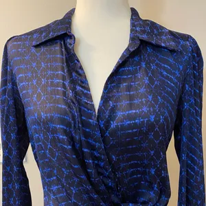 Misa Los Angeles Valentina chiffon midnight Shibori print sheer dress size XS thumbnail 5