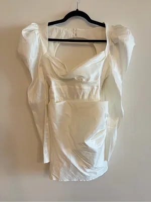 NWT White For Love and Lemons Etta Bridal Long Sleeve Mini Dress Size M thumbnail 3